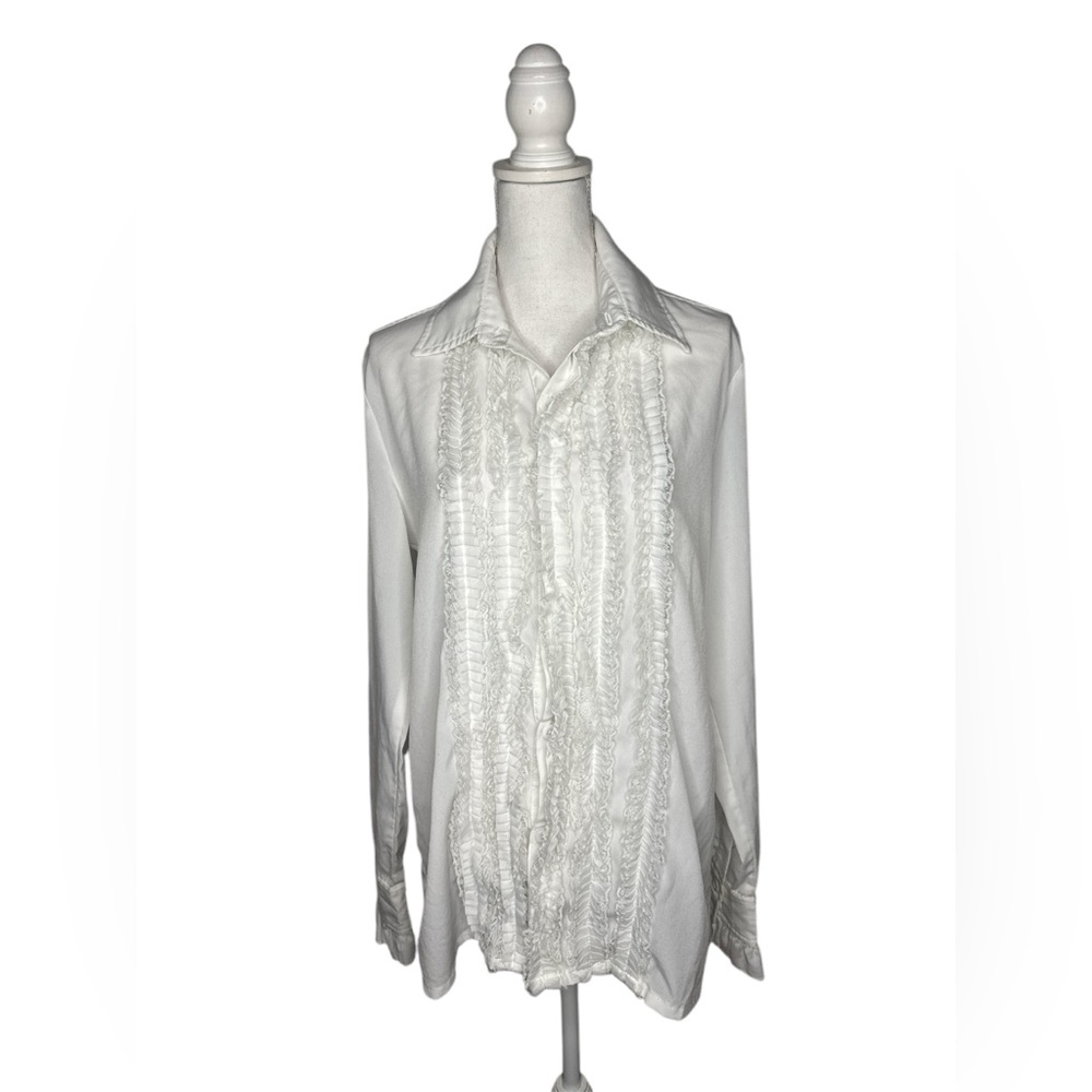 Pentagramme White Gothic Vintage Disco Jabot Long Sleeve Shirt